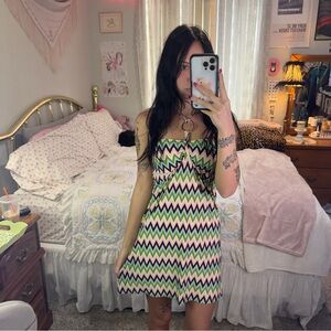 Y2K Pattern Halter Dress